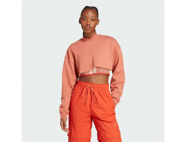 adidas by Stella McCartney TrueCasual Cropped Sportswear Sweatshirt Pomarańczowa