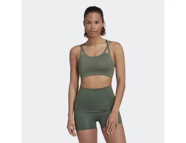 adidas Yoga Luxe Studio Light-Support Fire Bra Zielony